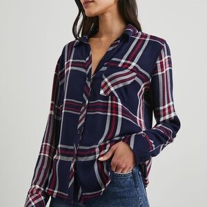 Patriot Plaid Button-Up Shirt - Navy and Red